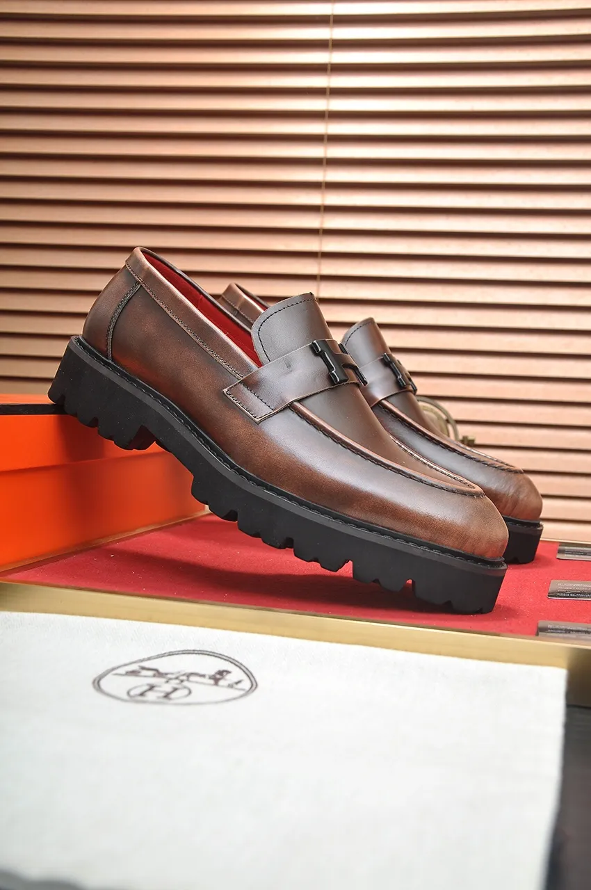 Men's Men's Shoes💰560💶[[HERMES]] (High-end Niuli) New 🍀 HERMES - top version of Ferragamo's classic casual leather shoes! Made of imported original cowhide, the inner top layer is comfortable cowhide lining! Original wear-resistant rubber outsole! High quality products! Code number 38-45 (45 customized)